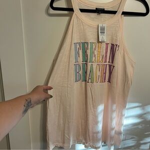 Torrid Cream Tank Top with Multicolor Text